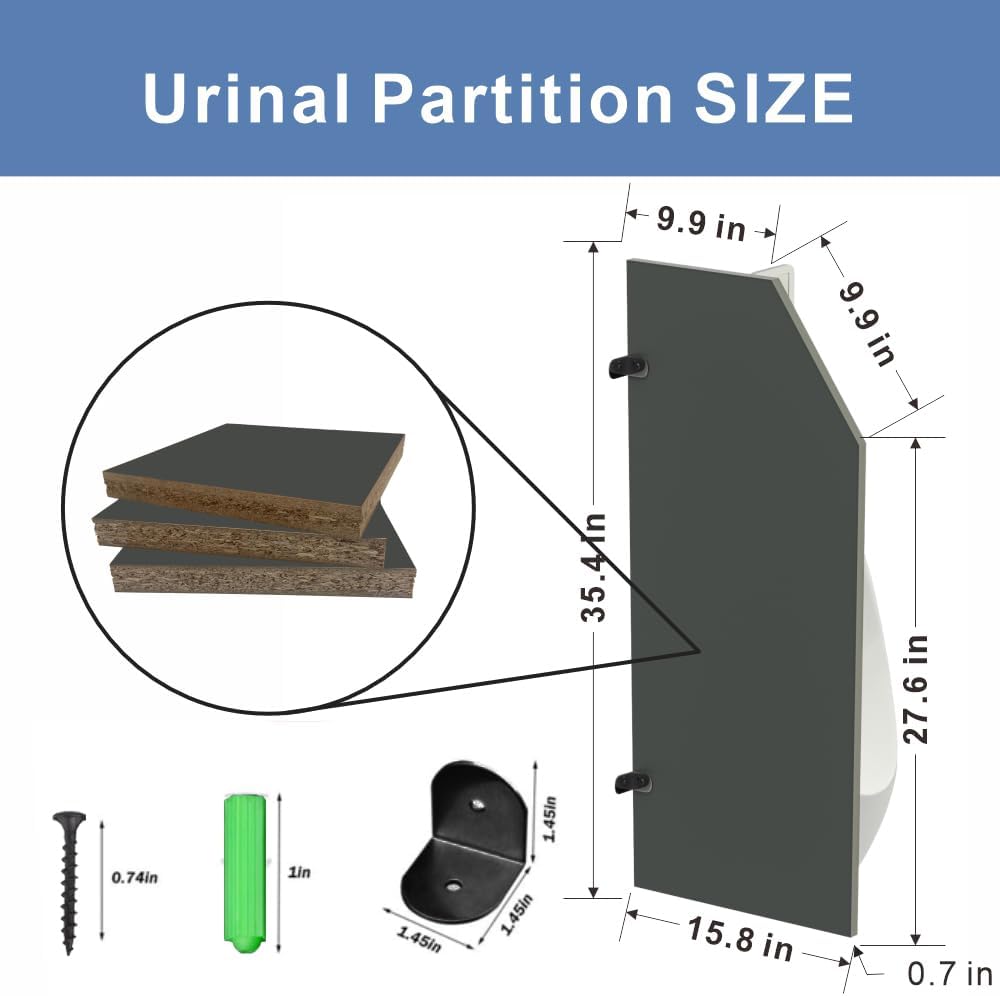 Wall Mounted Men's Urinal Privacy Partition Screen