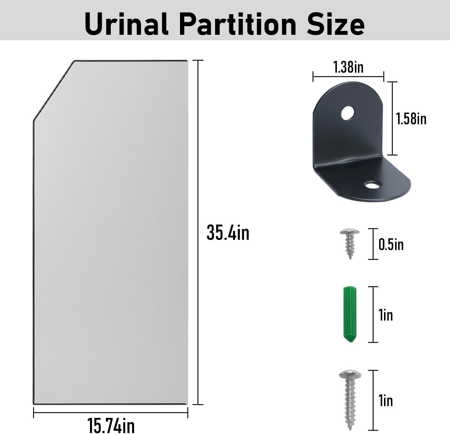 Wall Mounted Urinal Divider Screen for Public Restrooms