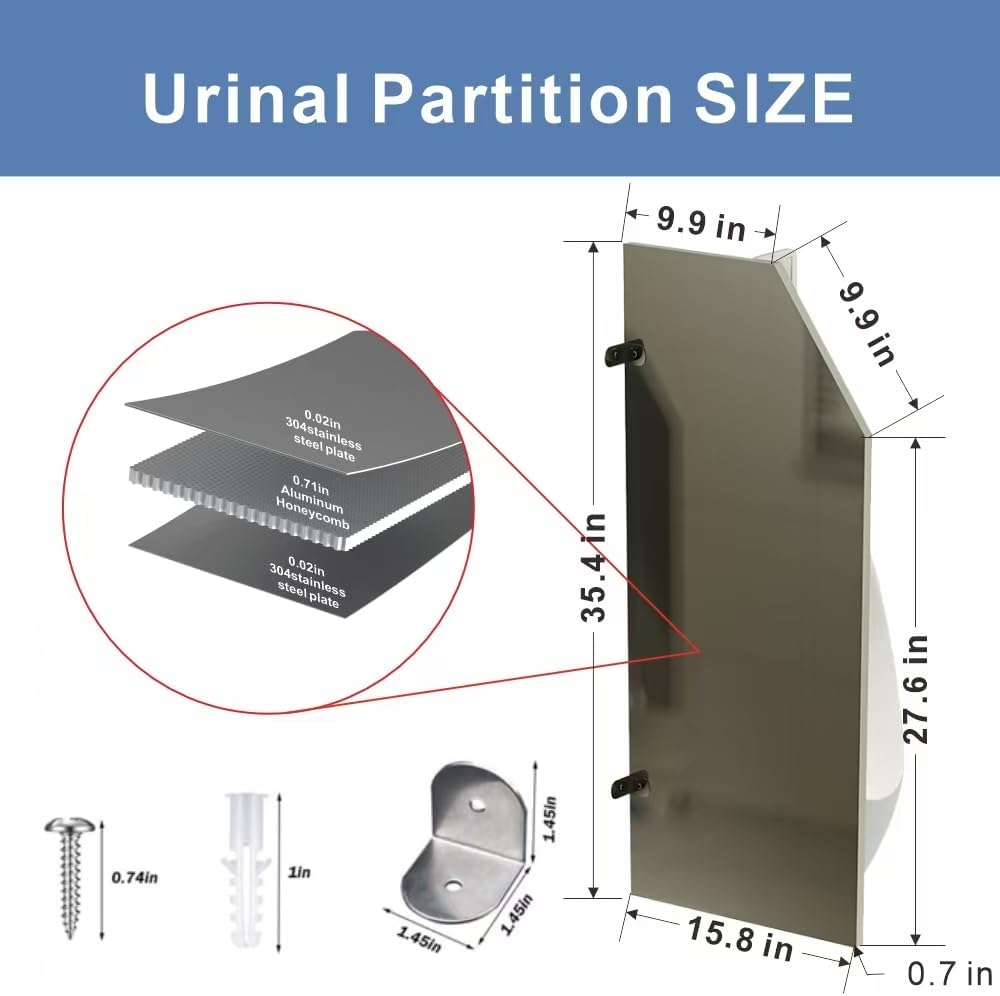 304 Stainless Men Urinal Partition With Hardware