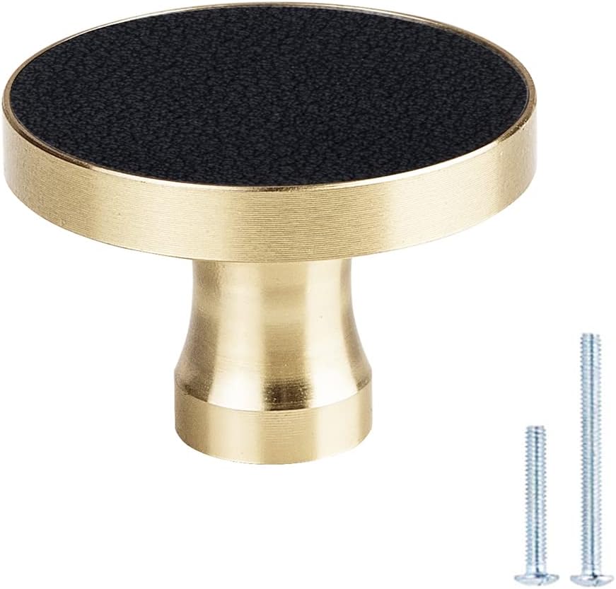 Gold Brass Round Cabinet Knobs 10 Pack 32mm