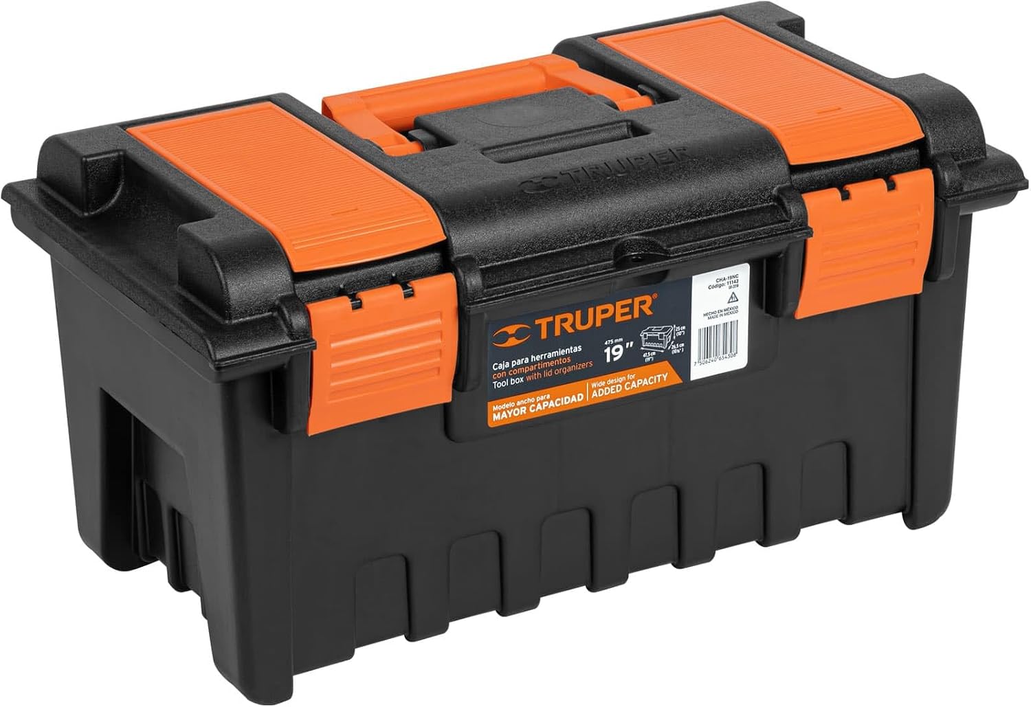 Plastic box 19 'with compartments, orange