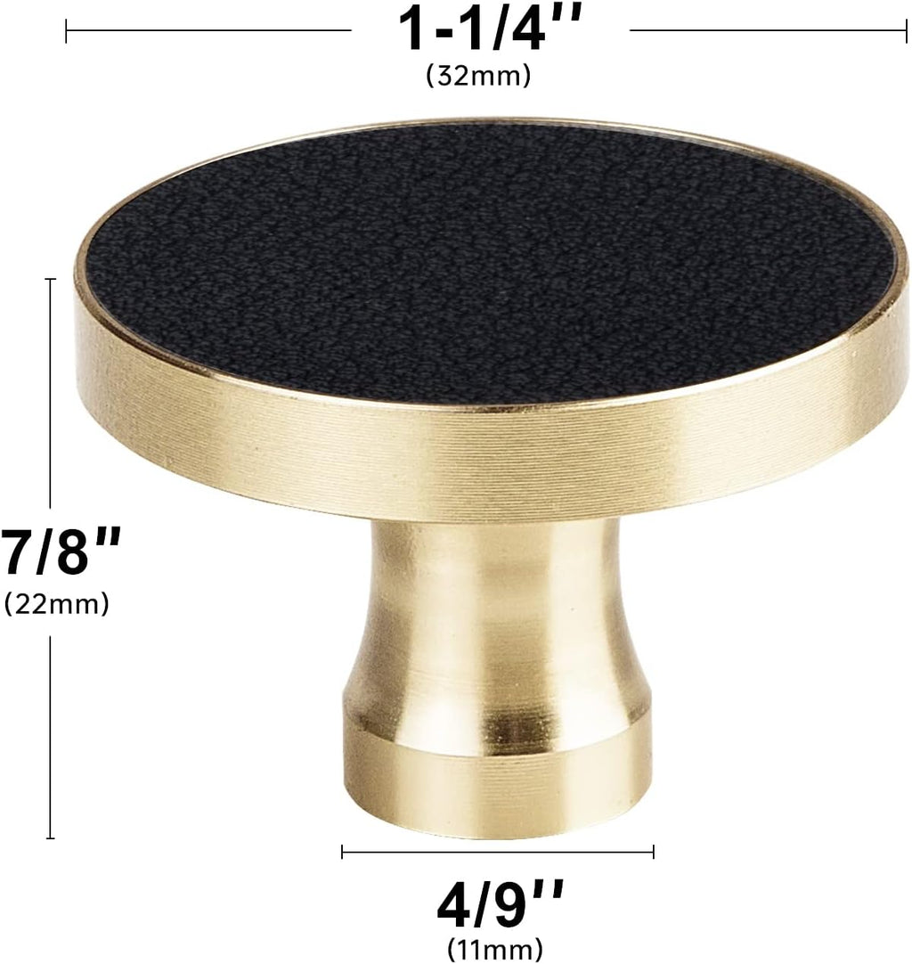 Gold Brass Round Cabinet Knobs 10 Pack 32mm
