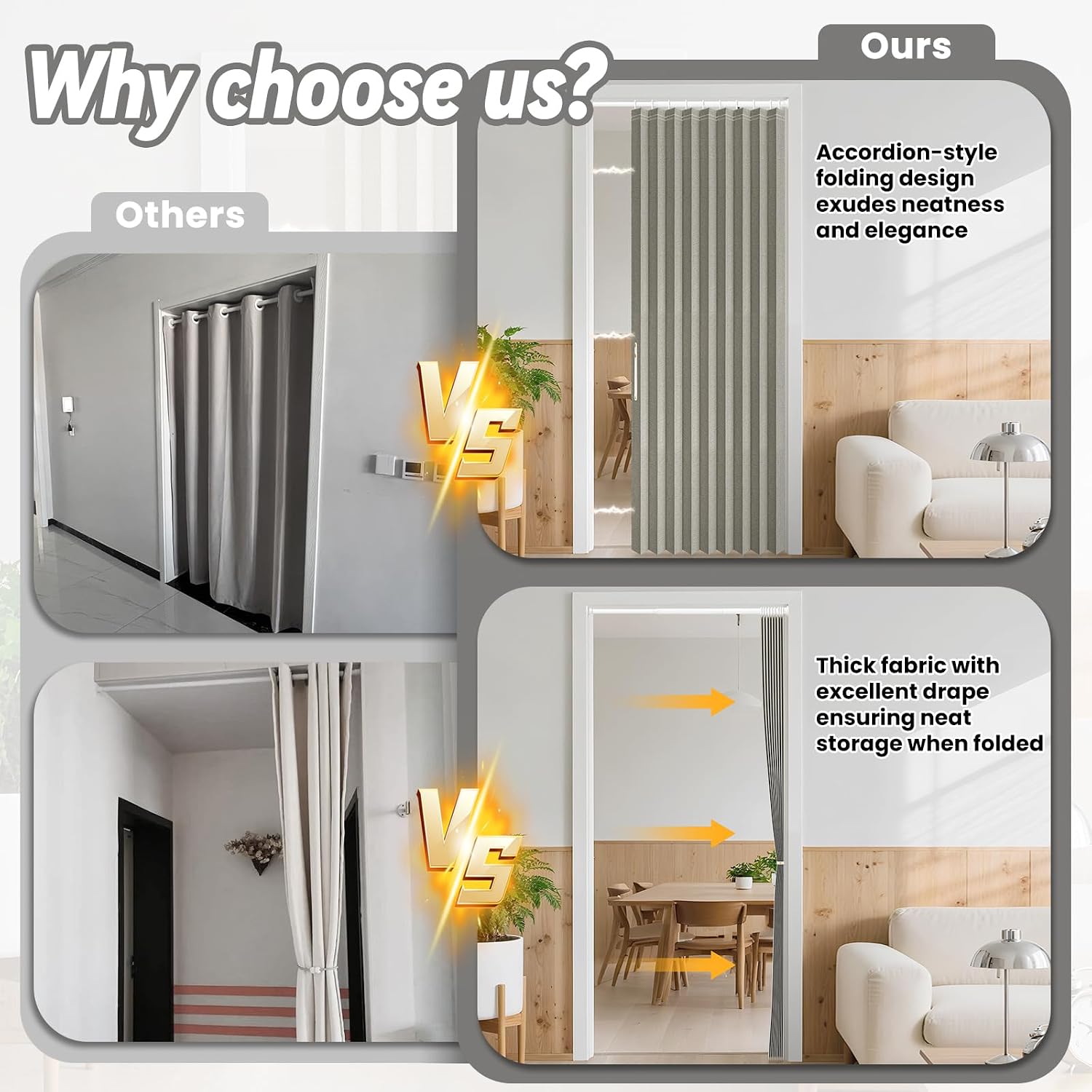 Grey Folding Blackout Accordion Door 42x78 Inch