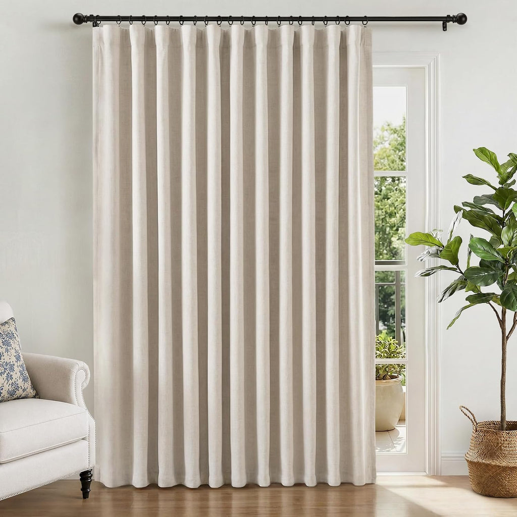 Wide Linen Blackout Sliding Door Curtain 1 Panel