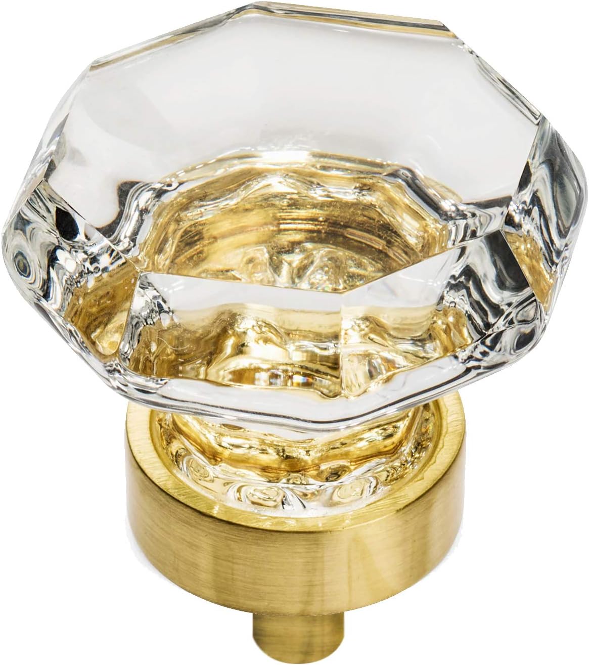 5 Pack Brass Glass Cabinet Knobs 1-5/16 Inch