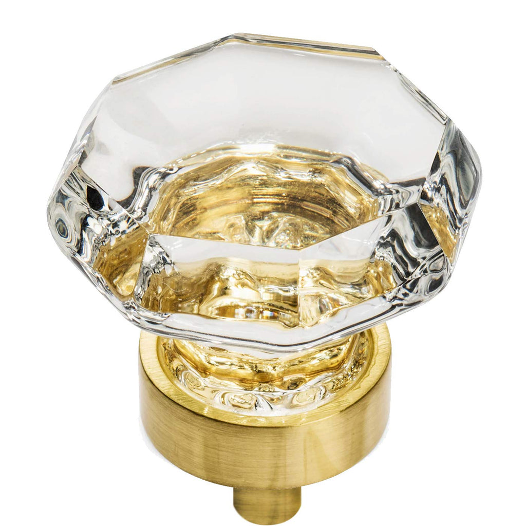5 Pack Brass Glass Cabinet Knobs 1-5/16 Inch