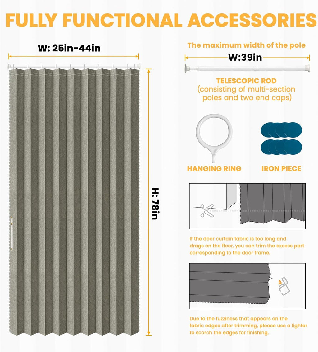 Grey Folding Blackout Accordion Door 42x78 Inch