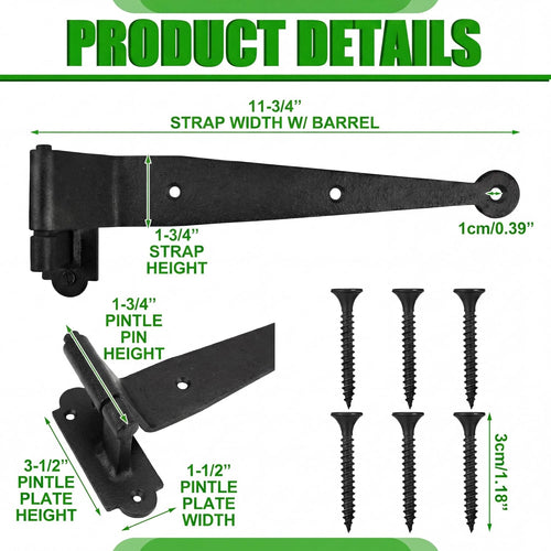 12 Pack Black Iron Offset Shutter Strap Hinges
