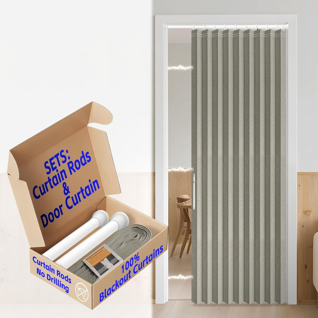 Grey Folding Blackout Accordion Door 42x78 Inch
