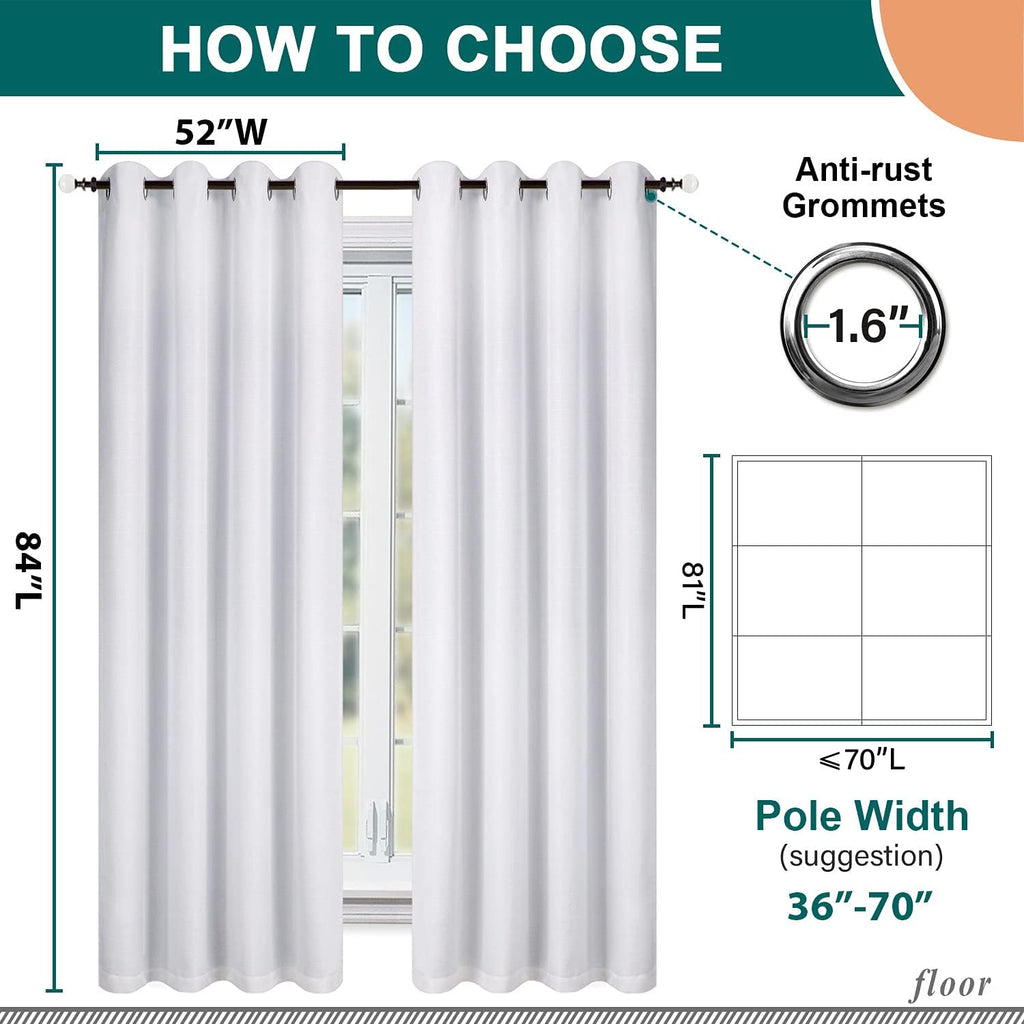 Grommet Linen Blackout Bedroom Curtains 2 Panels