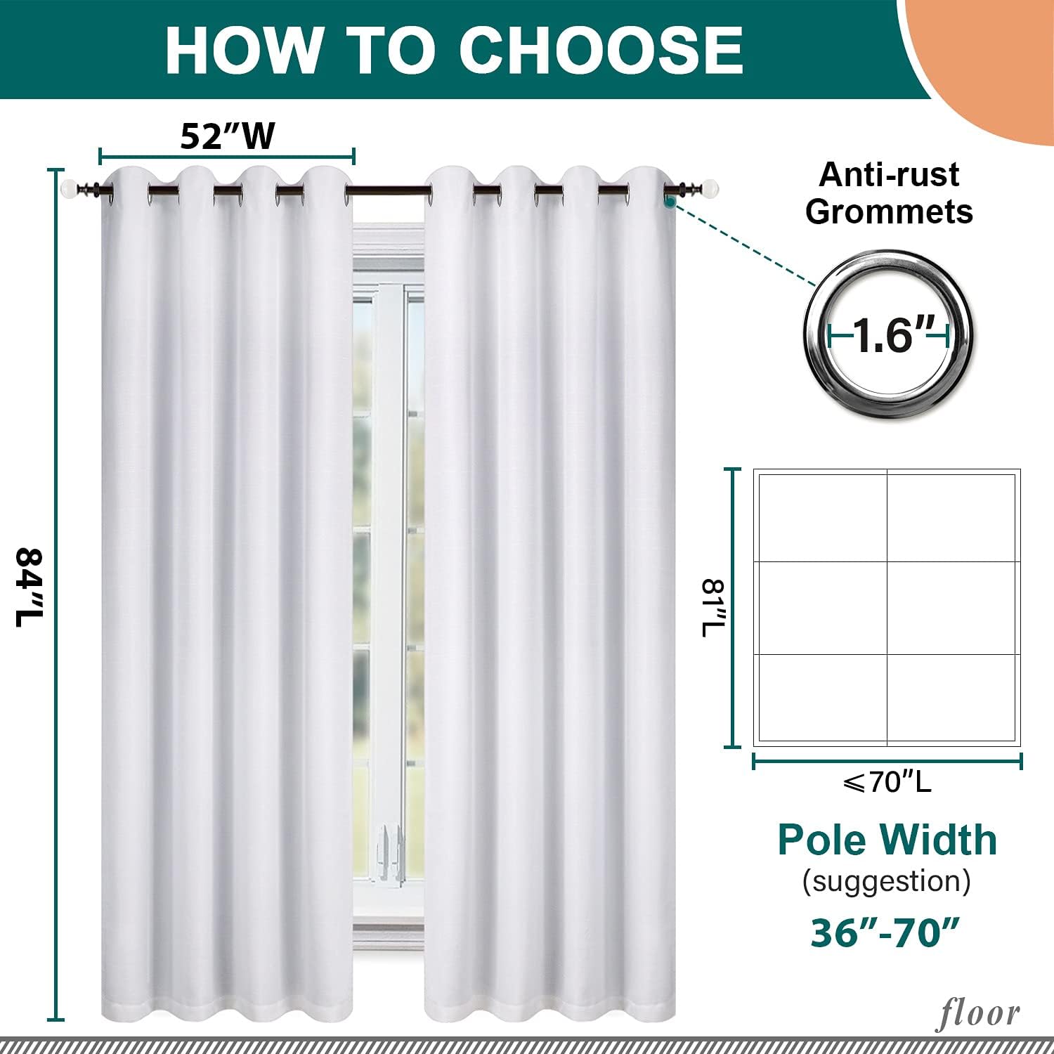 Grommet Linen Blackout Bedroom Curtains 2 Panels