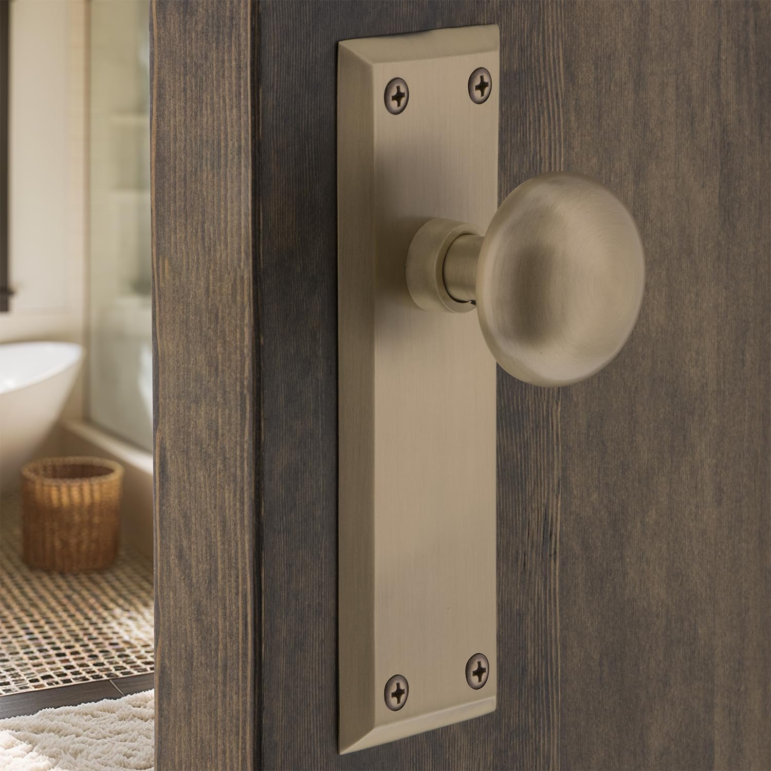 Nostalgic Warehouse New York Door Knob with Plate