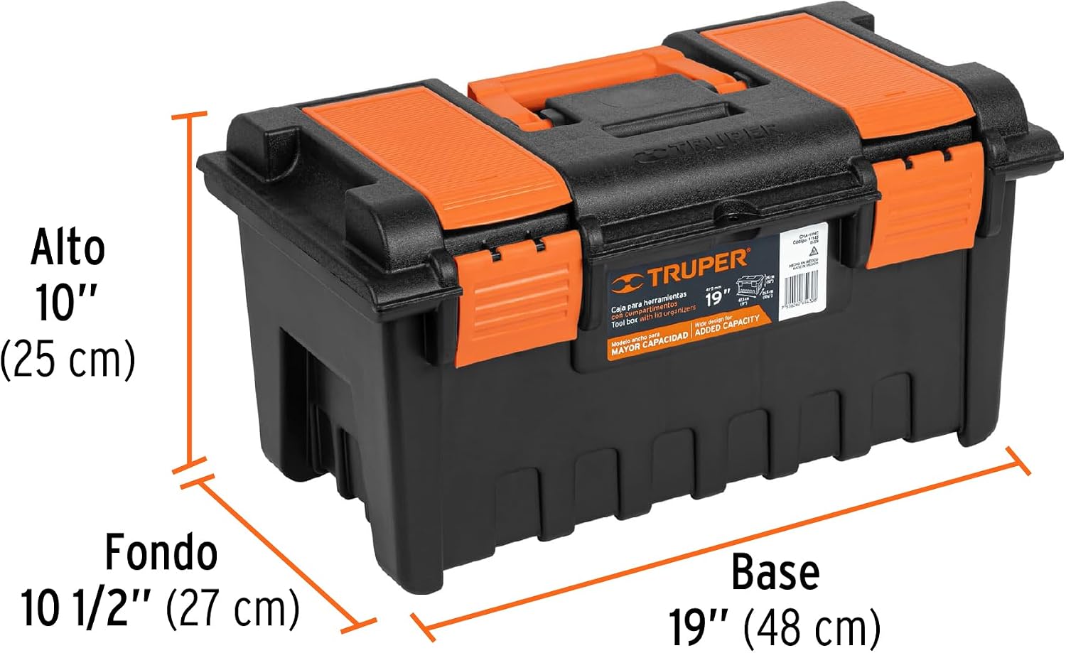 Plastic box 19 'with compartments, orange