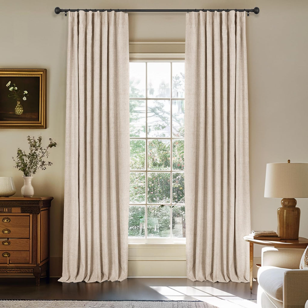 Wide Linen Blackout Sliding Door Curtain 1 Panel