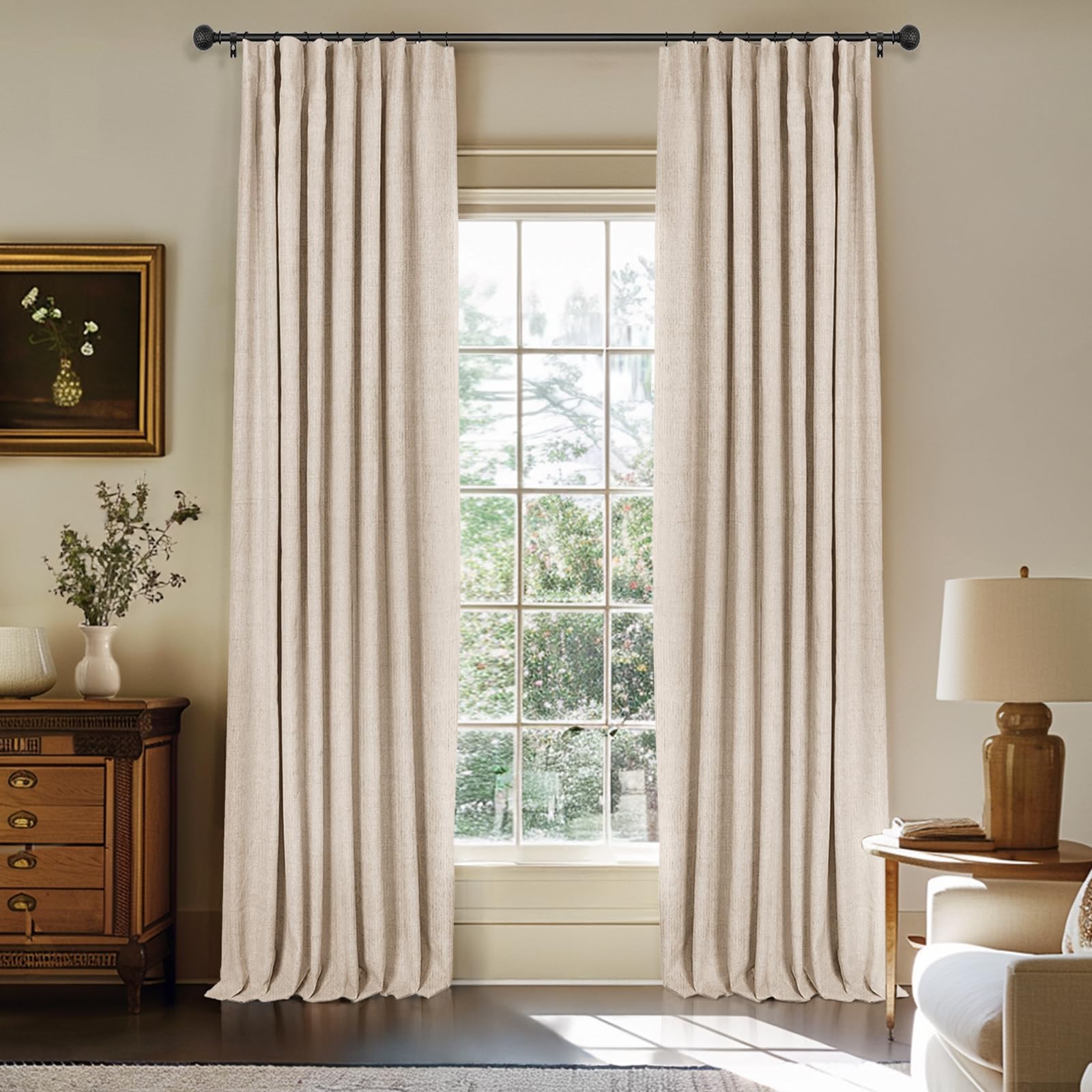 Wide Linen Blackout Sliding Door Curtain 1 Panel
