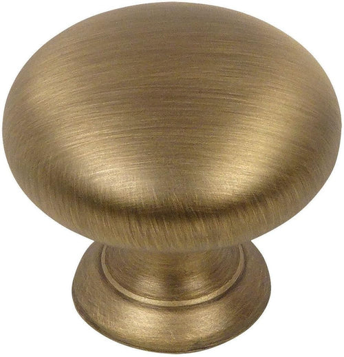 10 Pack Antique Brass Round Cabinet Knobs 1-1/4 Inch