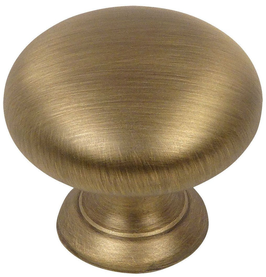 10 Pack Antique Brass Round Cabinet Knobs 1-1/4 Inch