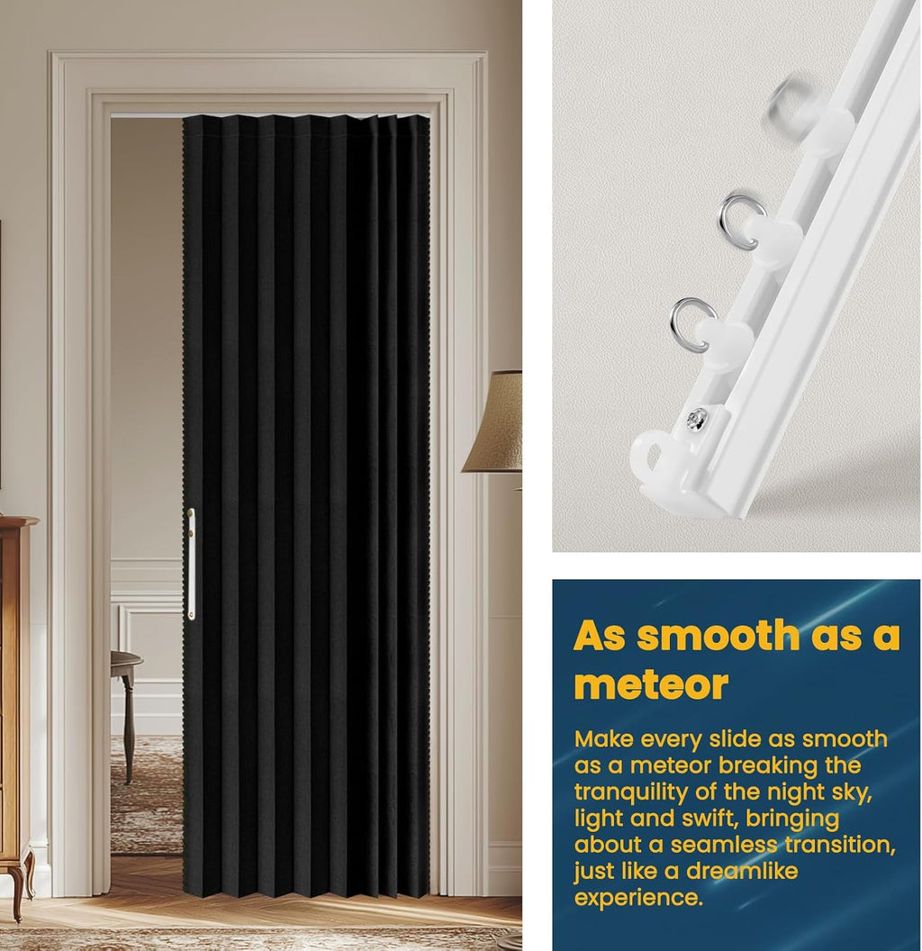 Black Magnetic Blackout Sliding Door Curtain 43x79 Inch