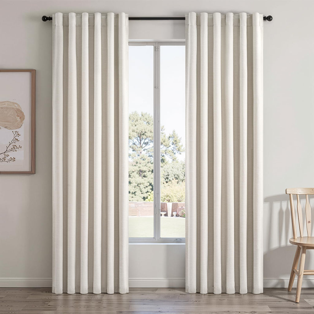 Pinch Pleat Linen Blackout Curtains 2 Panels