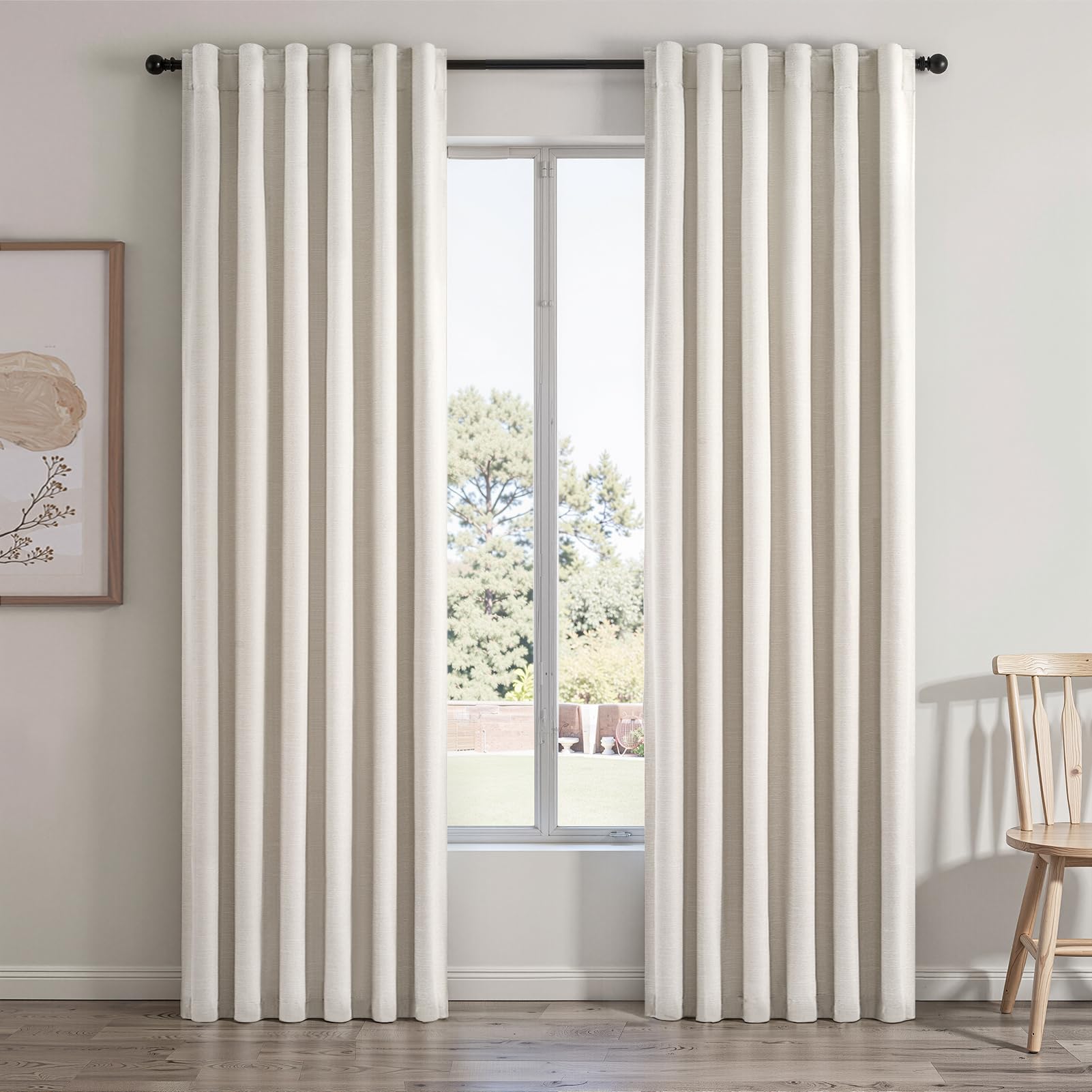 Pinch Pleat Linen Blackout Curtains 2 Panels