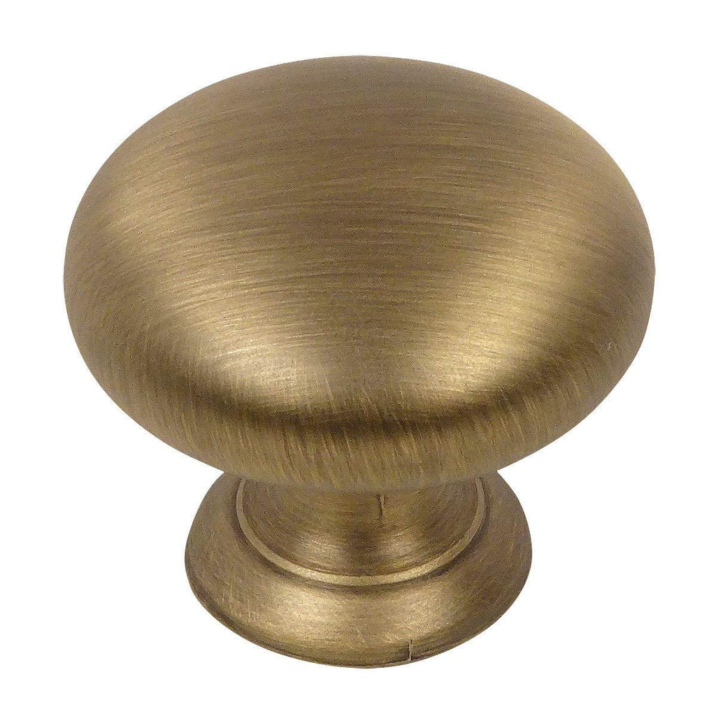 10 Pack Antique Brass Round Cabinet Knobs 1-1/4 Inch