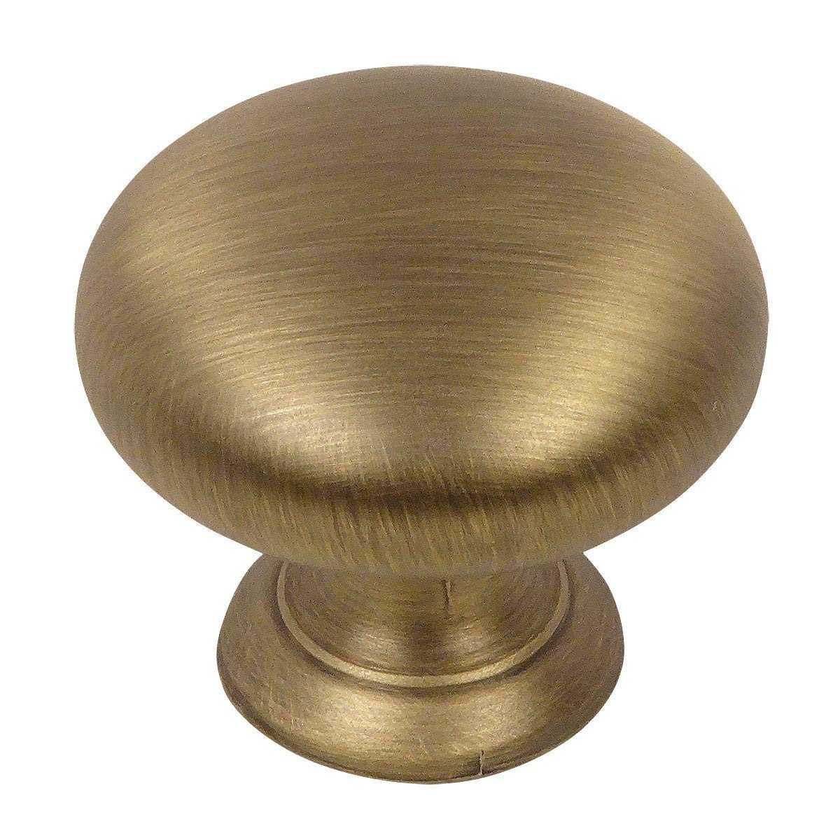 10 Pack Antique Brass Round Cabinet Knobs 1-1/4 Inch