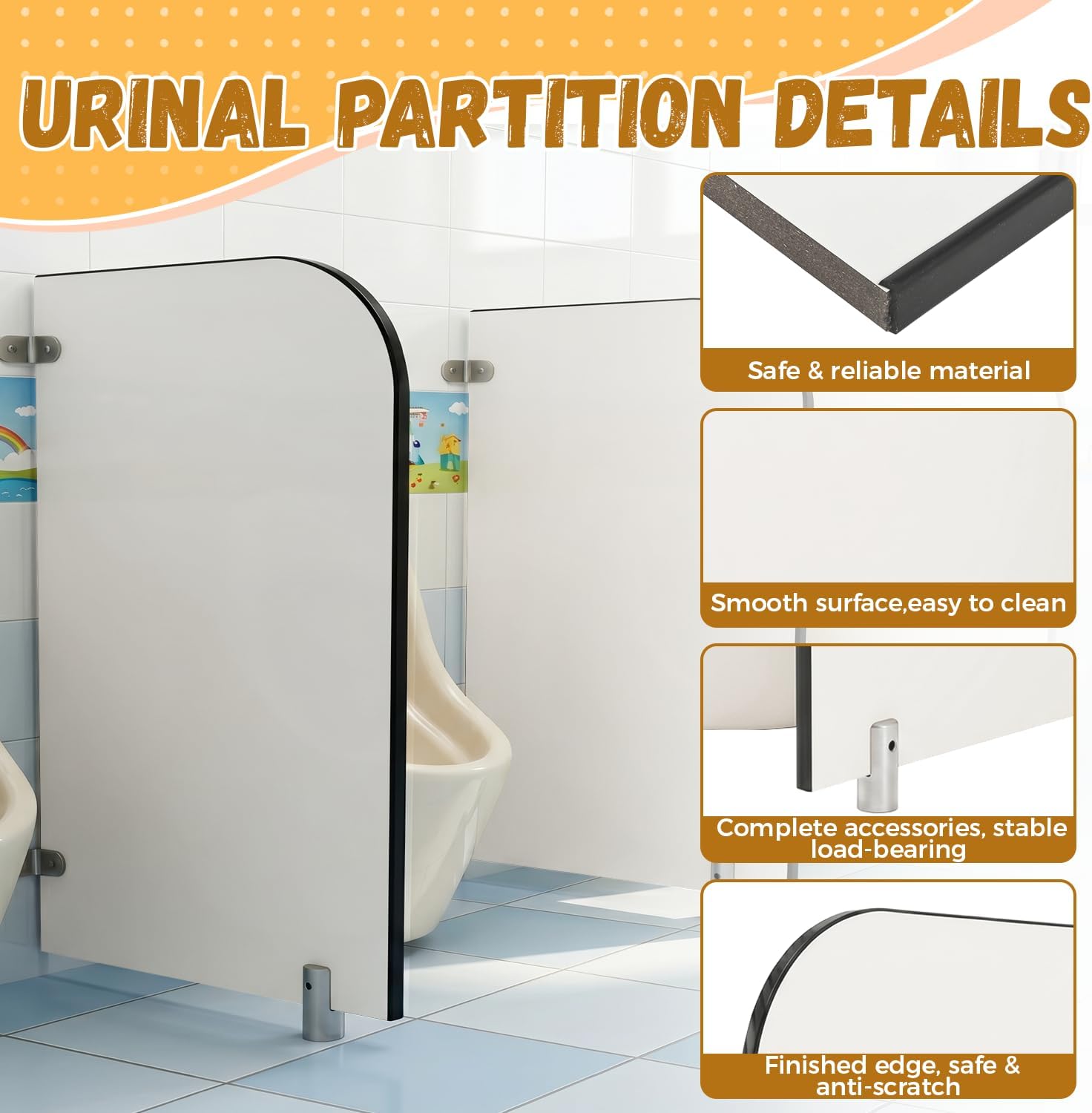 Wall Mounted Urinal Privacy Partition For Nursery