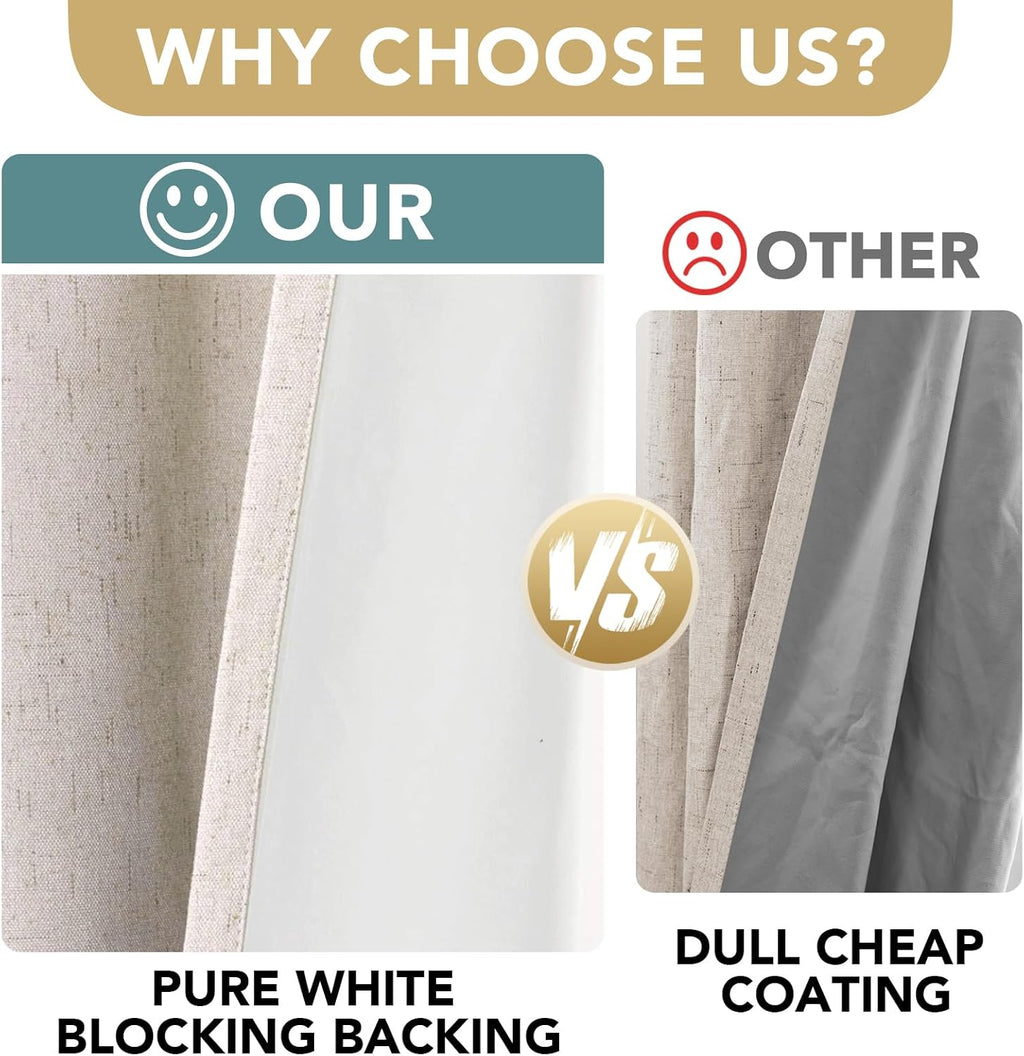 Natural Linen Grommet Blackout Curtain 100x84 Inch