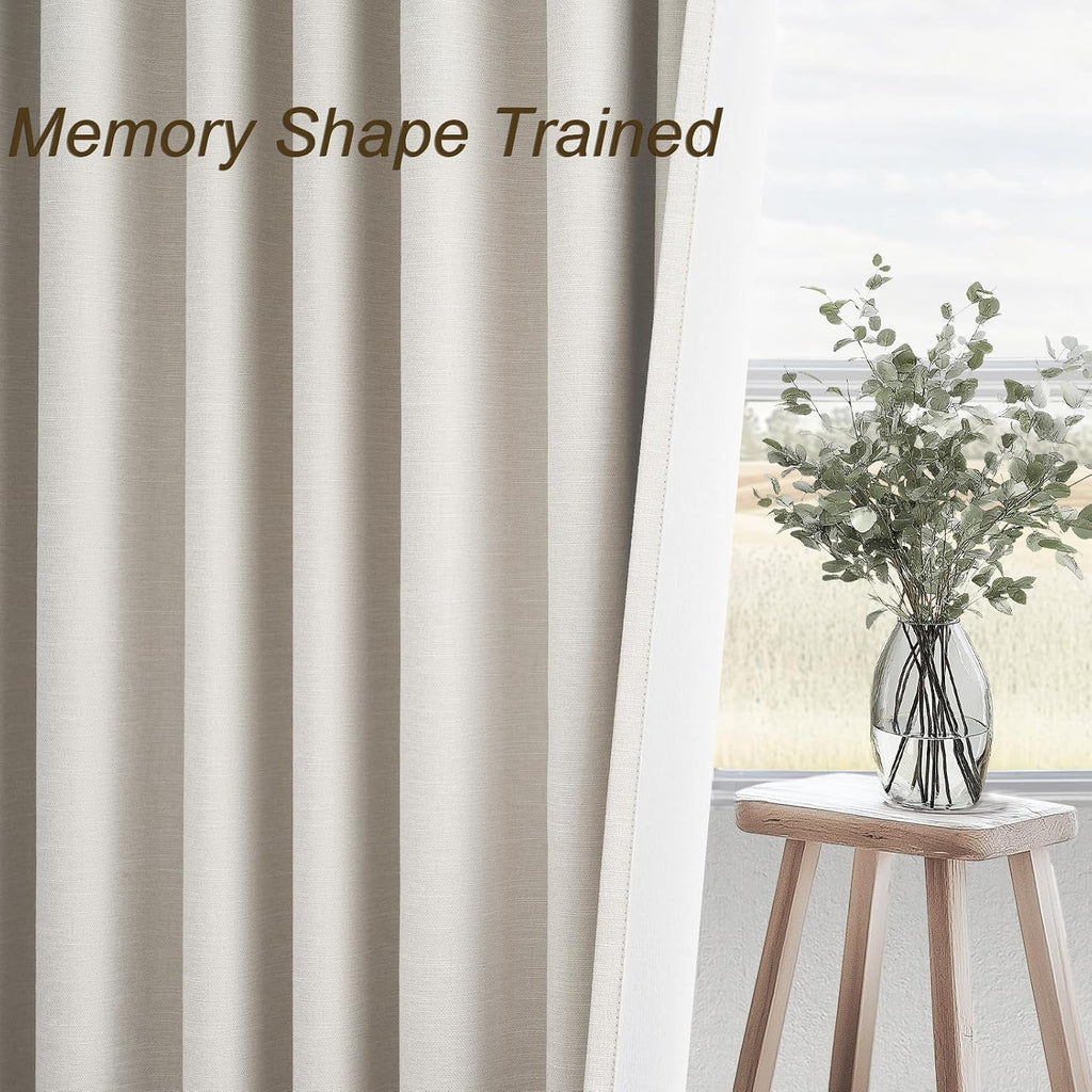 Pinch Pleat Linen Blackout Curtains 2 Panels