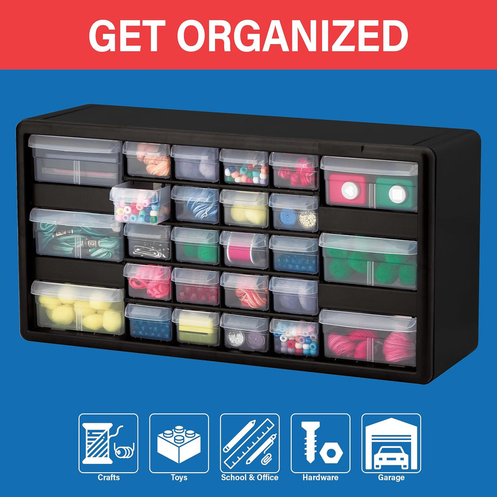 Black 26-Drawer Multipurpose Plastic Storage Cabinet