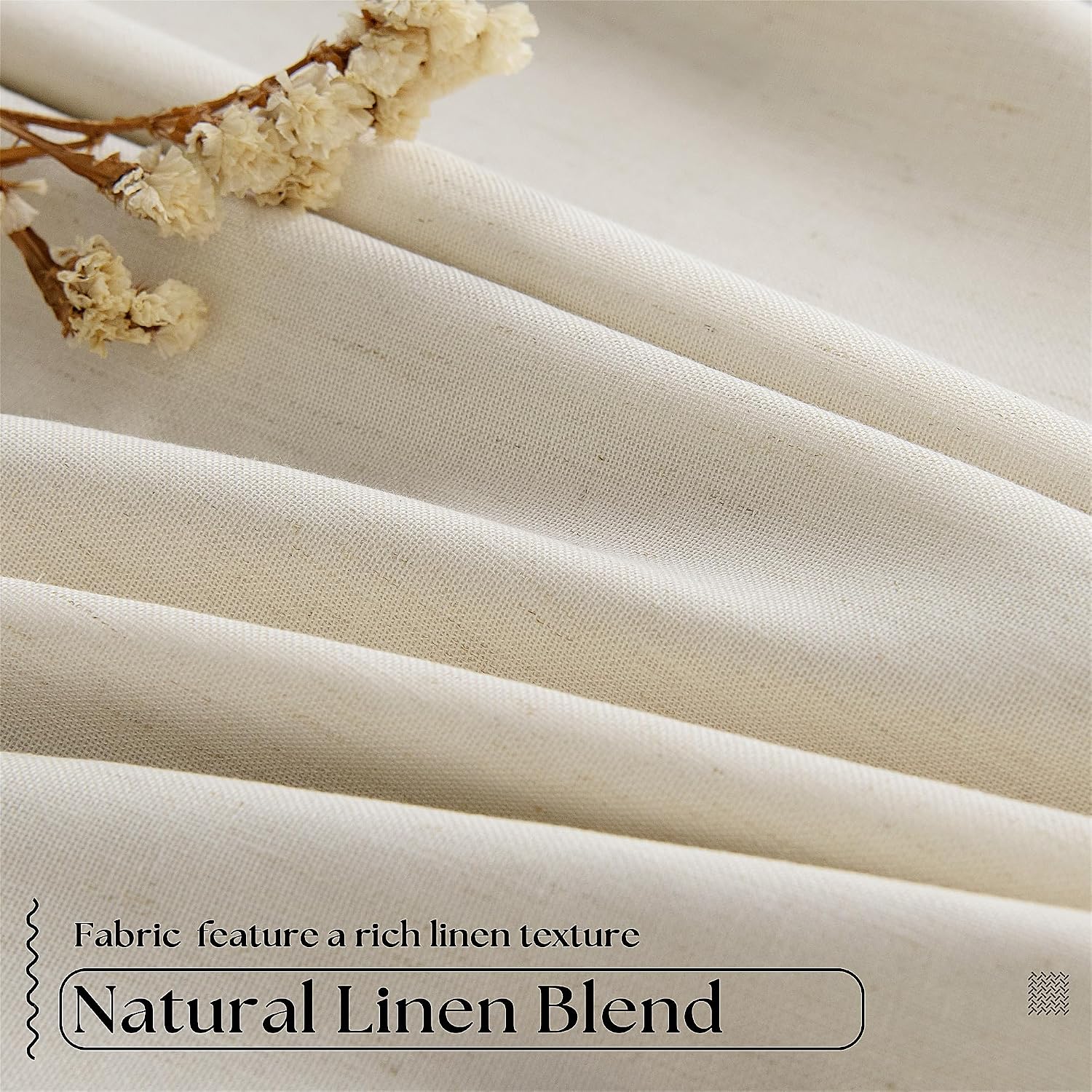Pinch Pleated Linen Blackout Curtains 2 Panels Set
