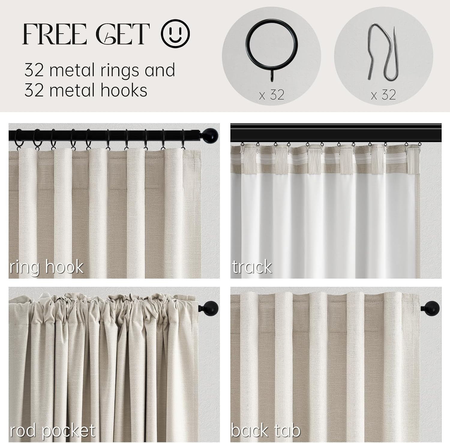 Pinch Pleat Linen Blackout Curtains 2 Panels