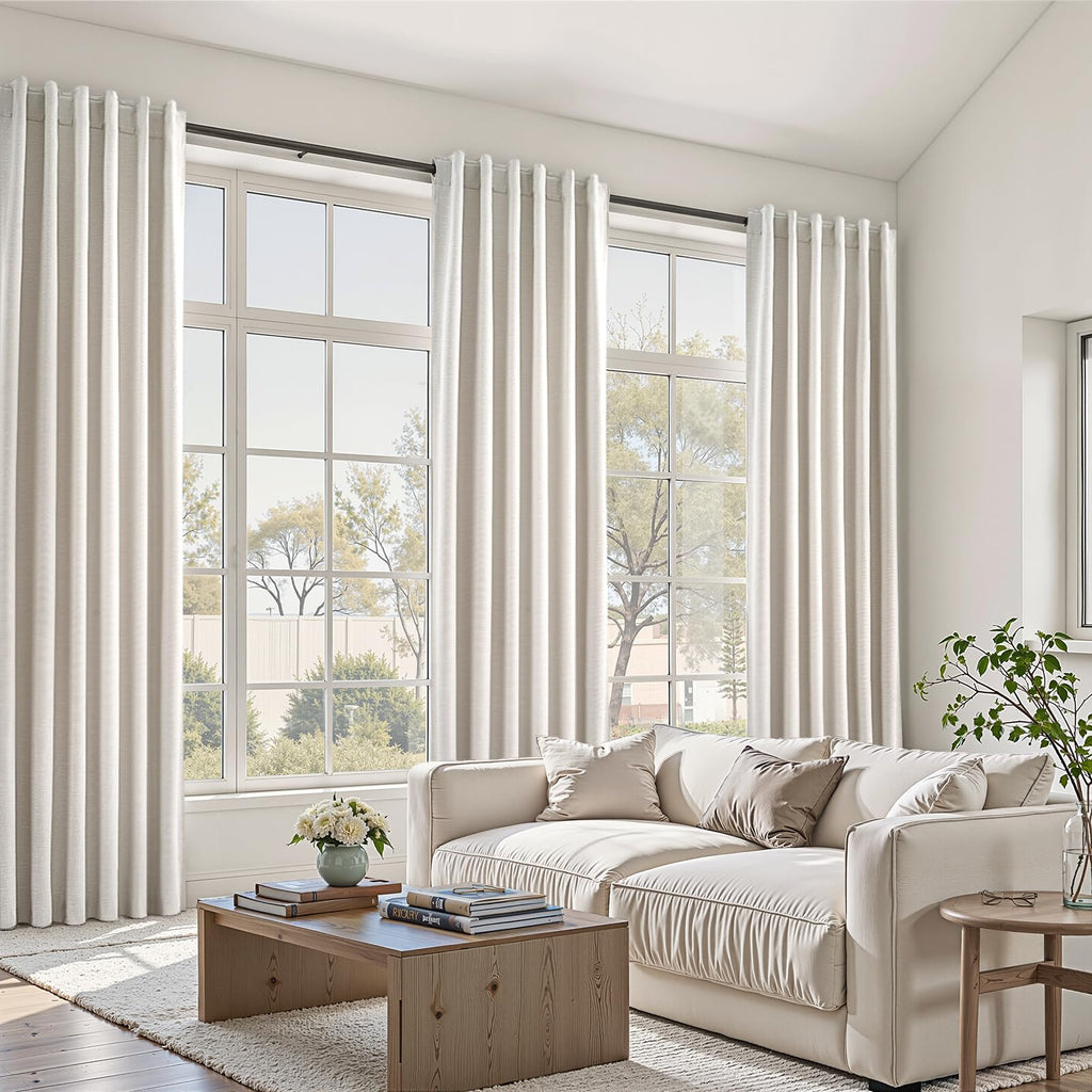 Pinch Pleat Linen Blackout Curtains 2 Panels