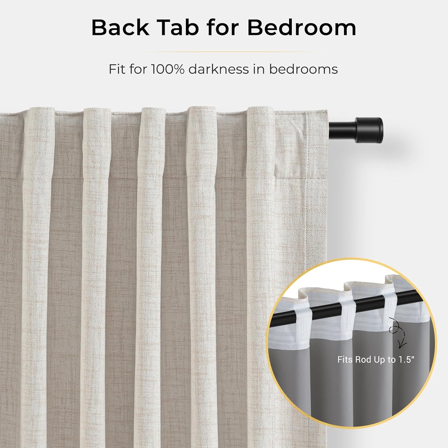 Wide Linen Blackout Sliding Door Curtain 1 Panel