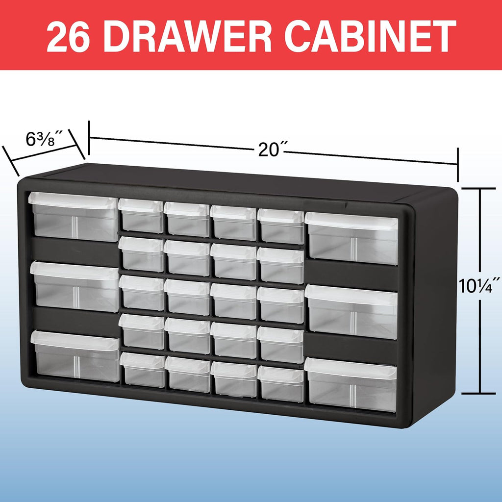 Black 26-Drawer Multipurpose Plastic Storage Cabinet