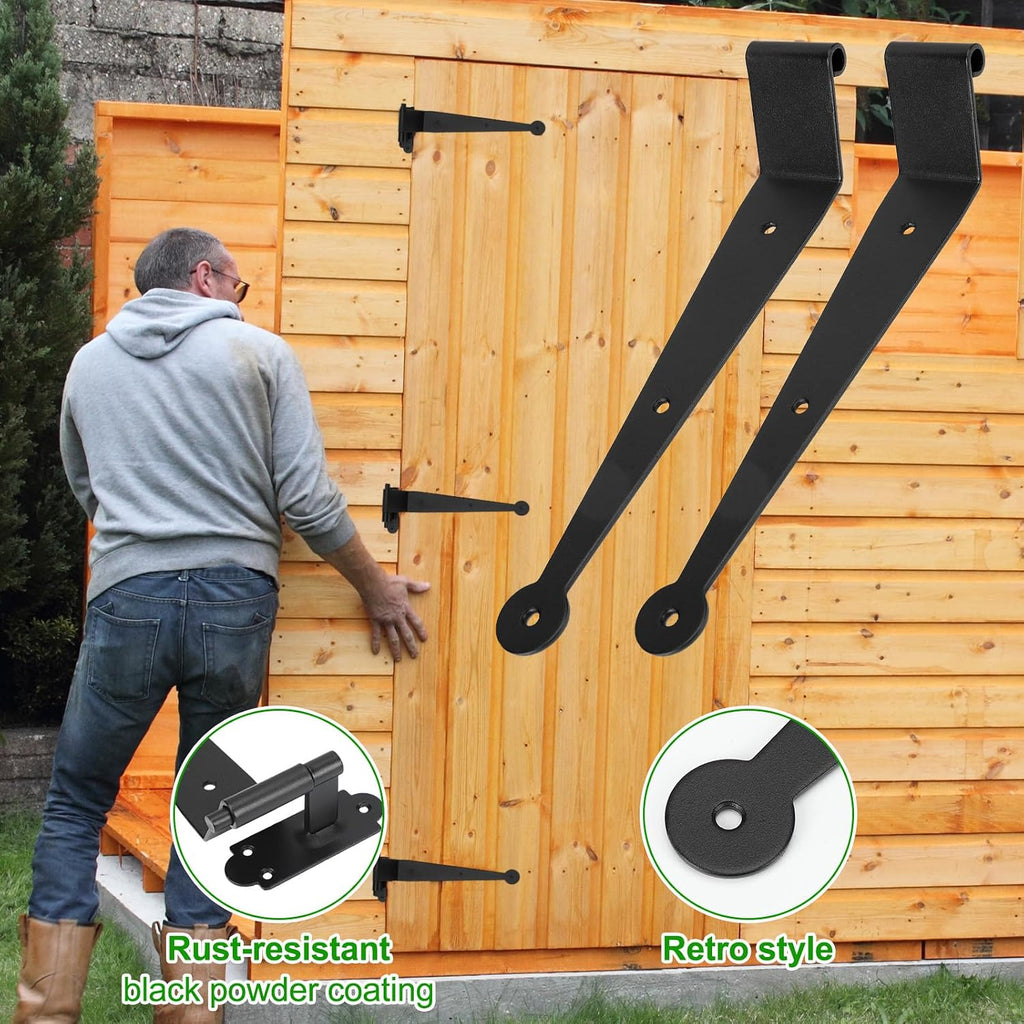 12 Pack Black Iron Offset Shutter Strap Hinges