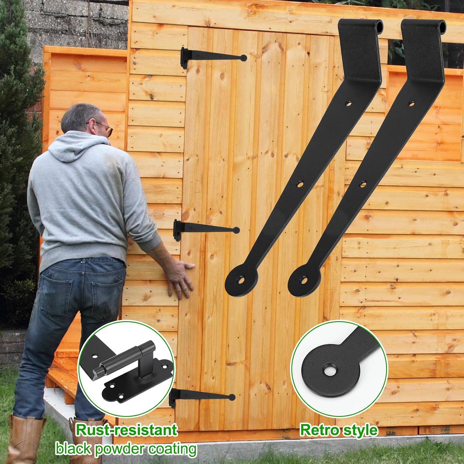12 Pack Black Iron Offset Shutter Strap Hinges