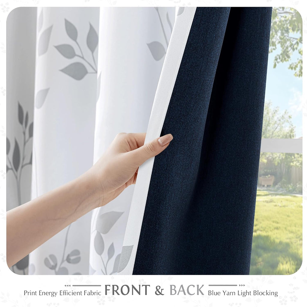 Floral Grommet Blackout Curtains 84 Inch 2 Panels