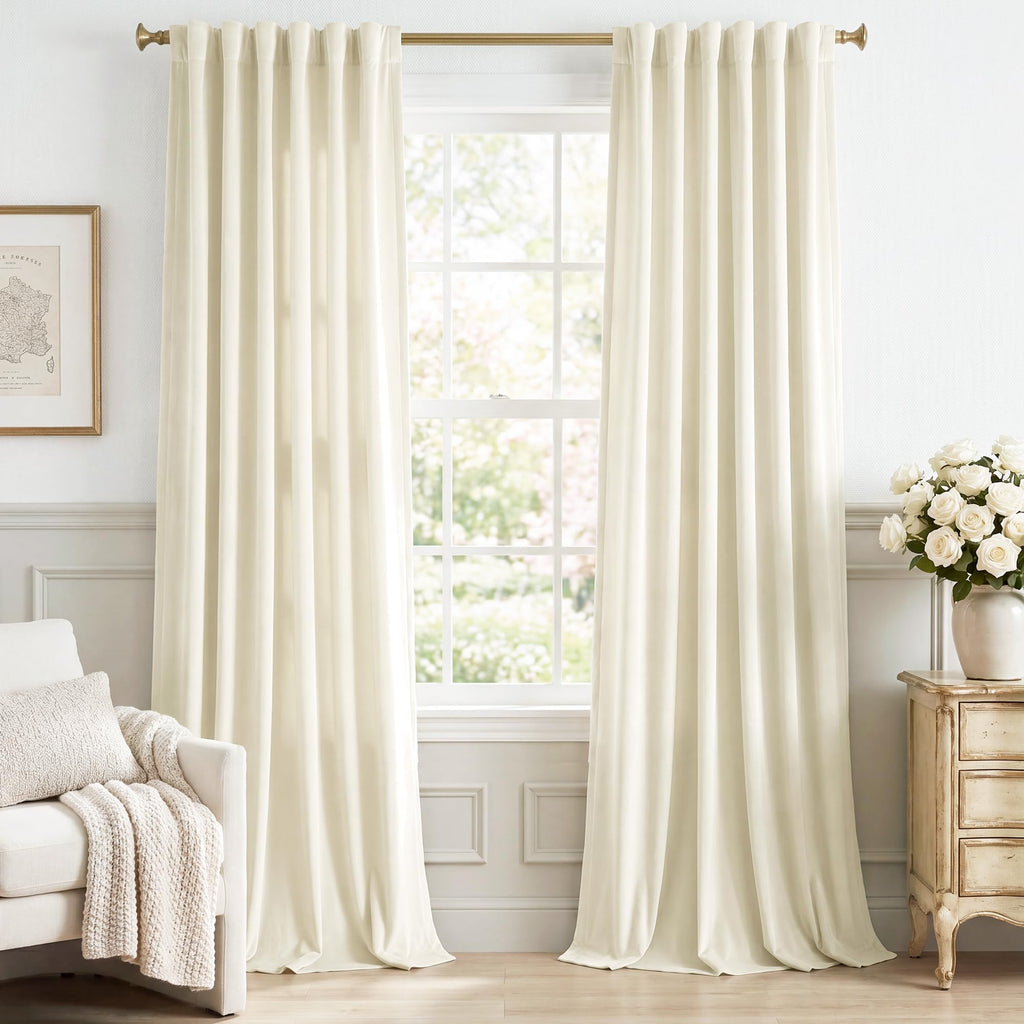 Luxury Velvet Blackout Curtains 2 Panels 84 Inch