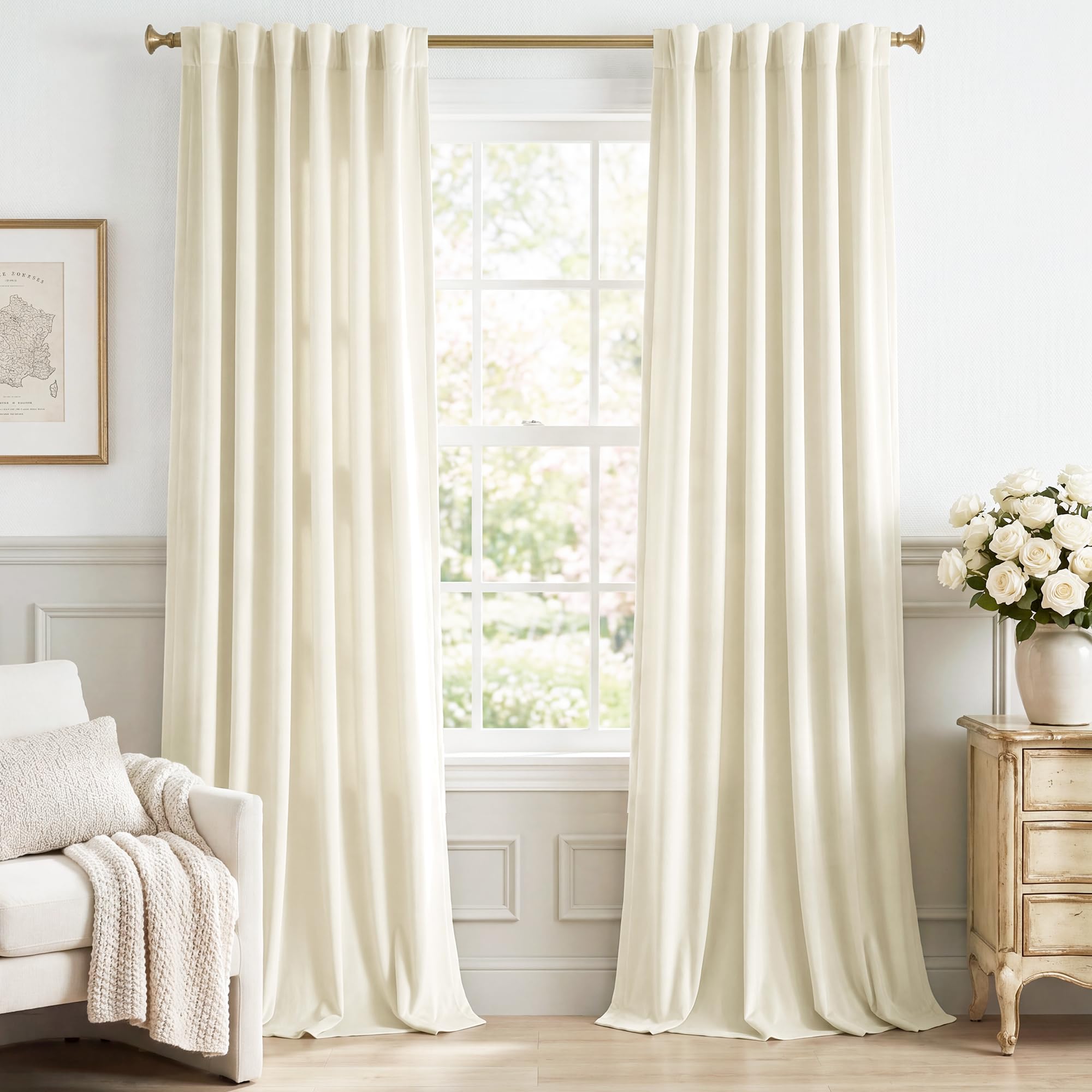 Luxury Velvet Blackout Curtains 2 Panels 84 Inch