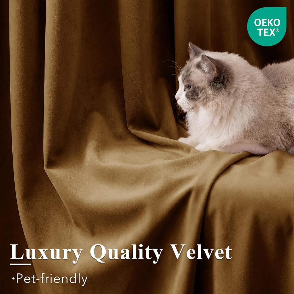 Luxury Velvet Blackout Curtains 2 Panels 84 Inch