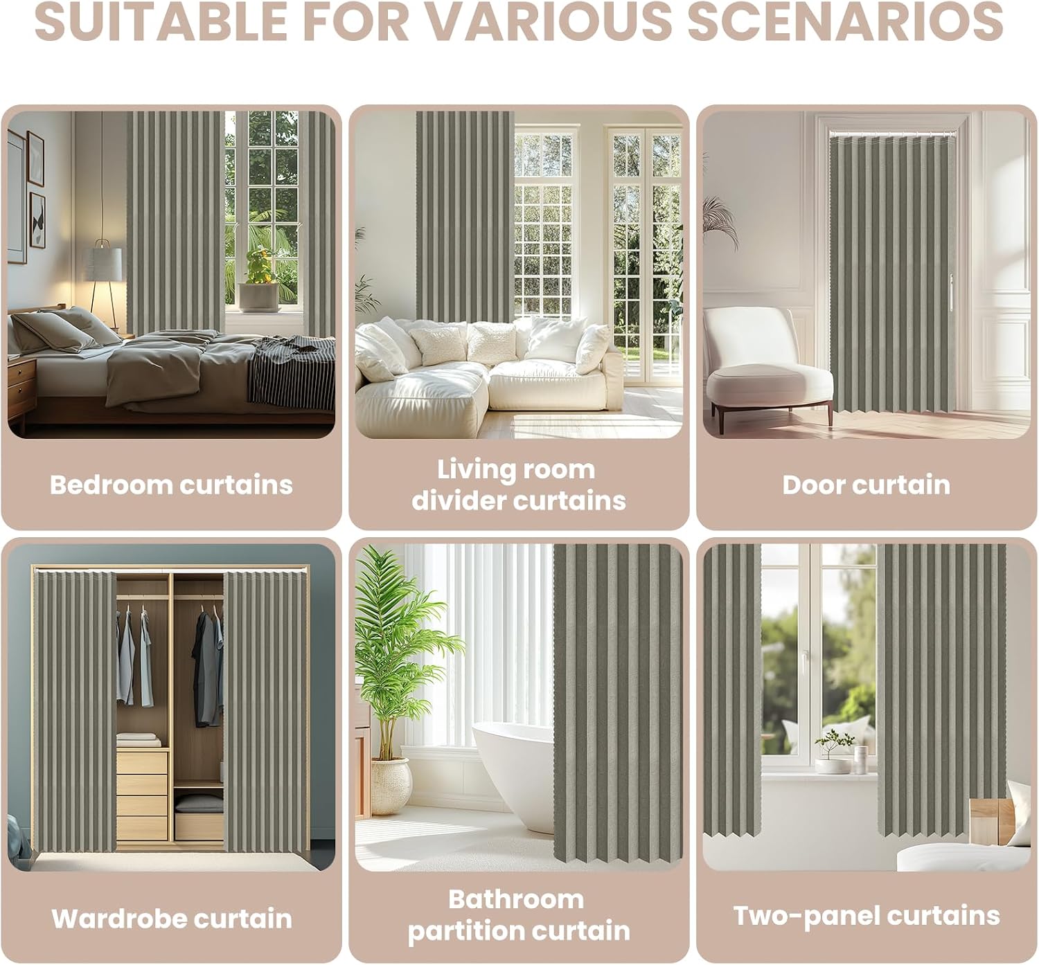 Grey Folding Blackout Accordion Door 42x78 Inch