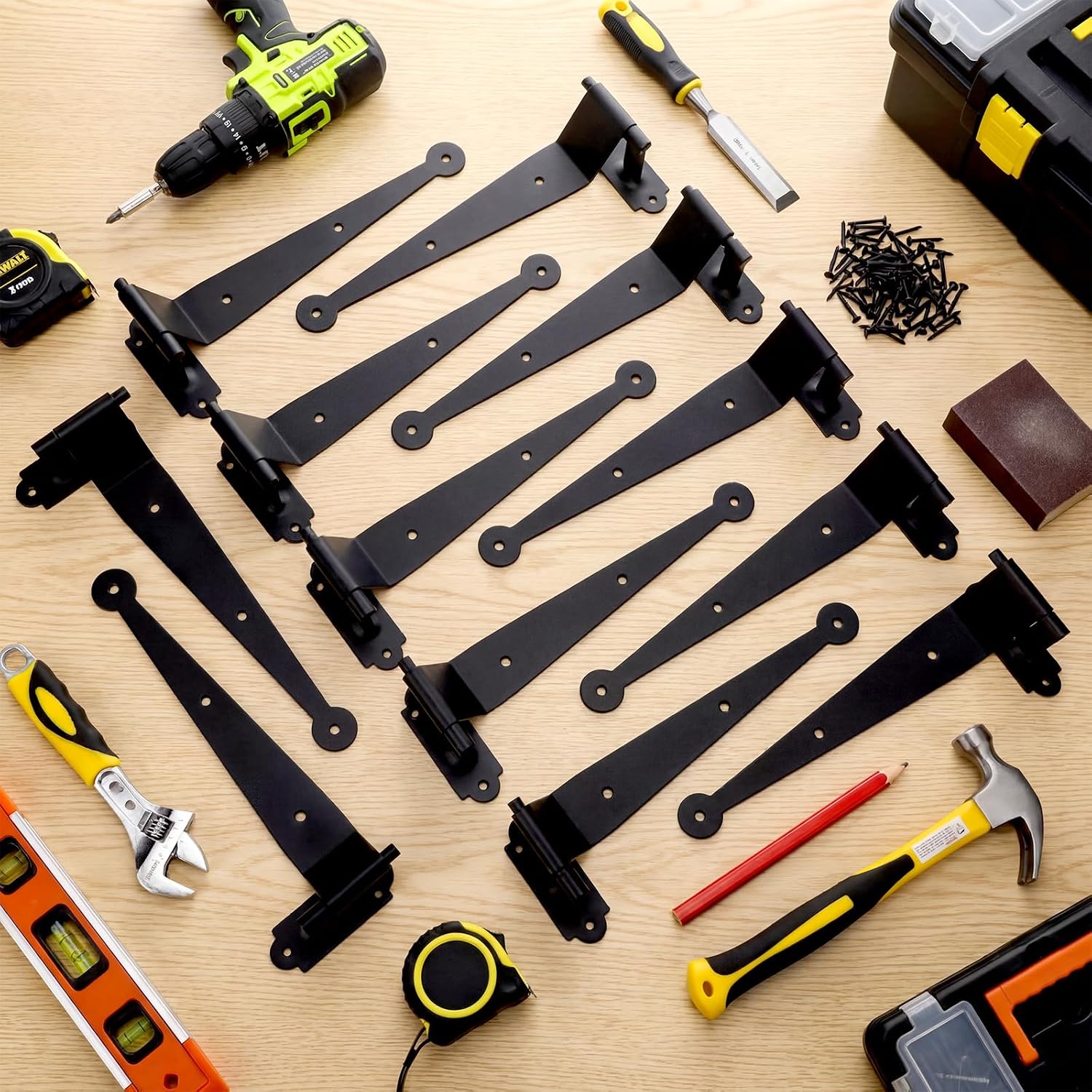 12 Pack Black Iron Offset Shutter Strap Hinges