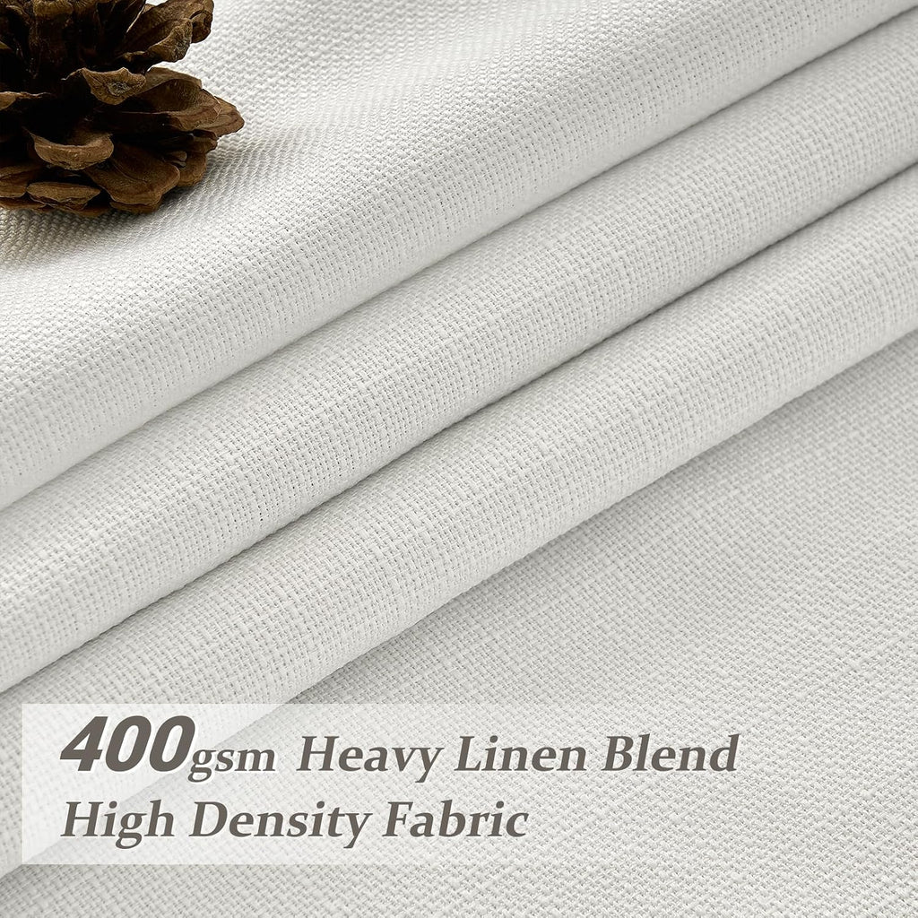 Beige Pinch Pleat Linen Blackout Curtains 96 Inch 2 Panels