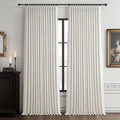 Beige Pinch Pleat Linen Blackout Curtains 96 Inch 2 Panels