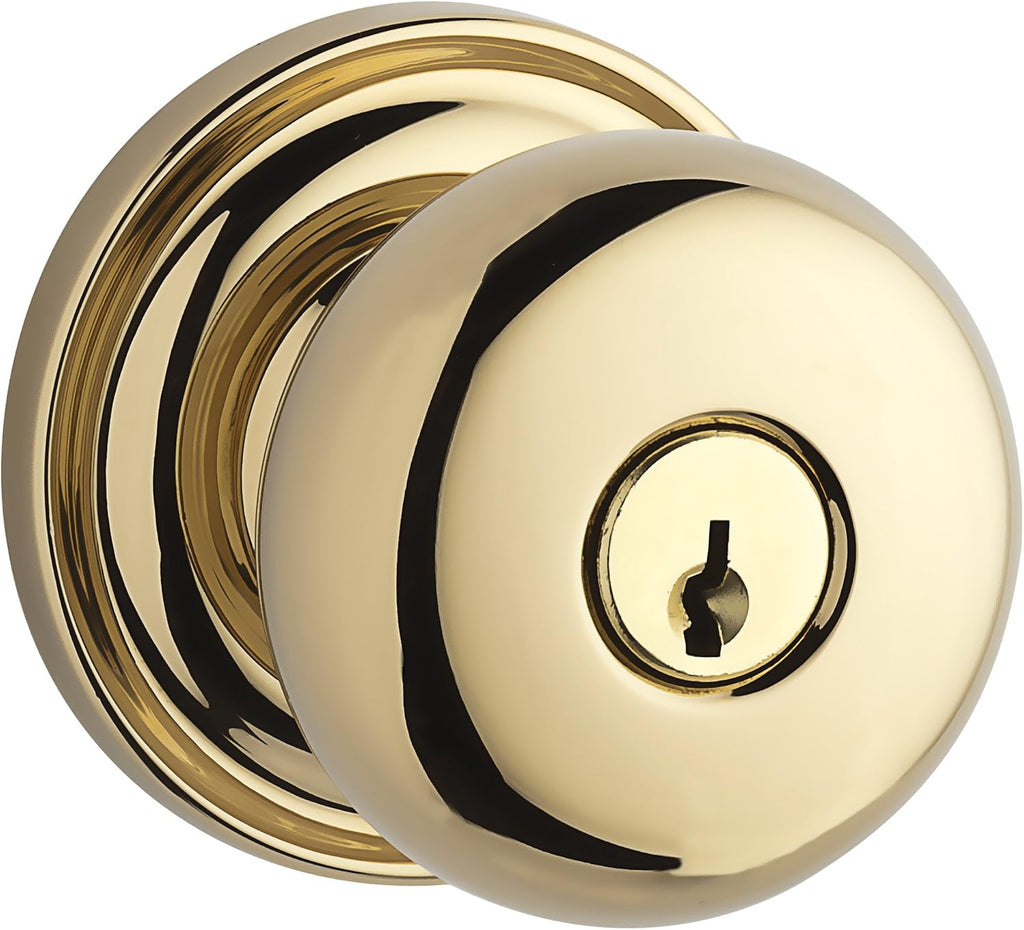 Polished Brass Round Keyed Entry Door Knob