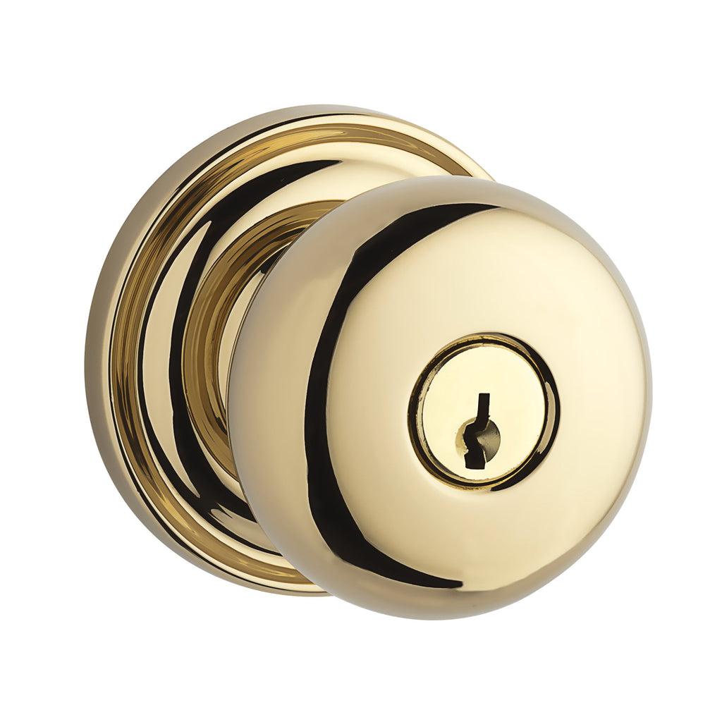 Polished Brass Round Keyed Entry Door Knob