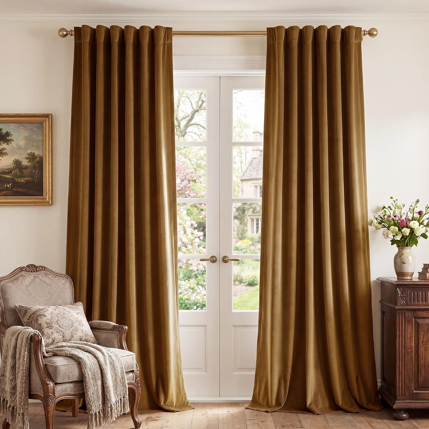 Luxury Velvet Blackout Curtains 2 Panels 84 Inch