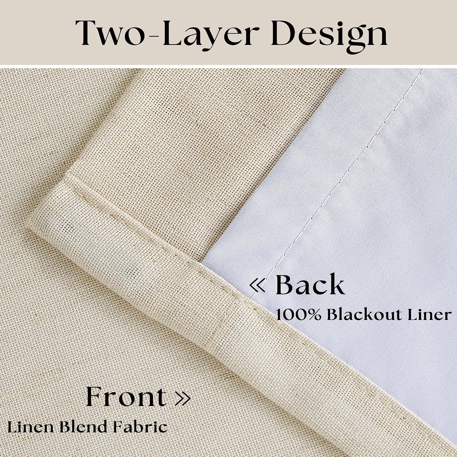 Pinch Pleated Linen Blackout Curtains 2 Panels Set