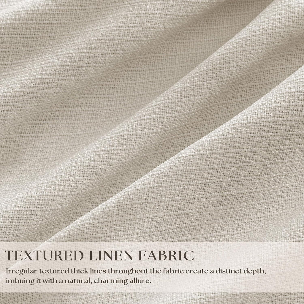 Pinch Pleat Ivory Linen Blackout Curtains 2 Panels